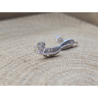 Echt zilveren oorbel stekers veertje 